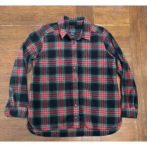 Pendleton 100% Virgin Wool Red Green Quilted Placket Flannel Shirt Women's M